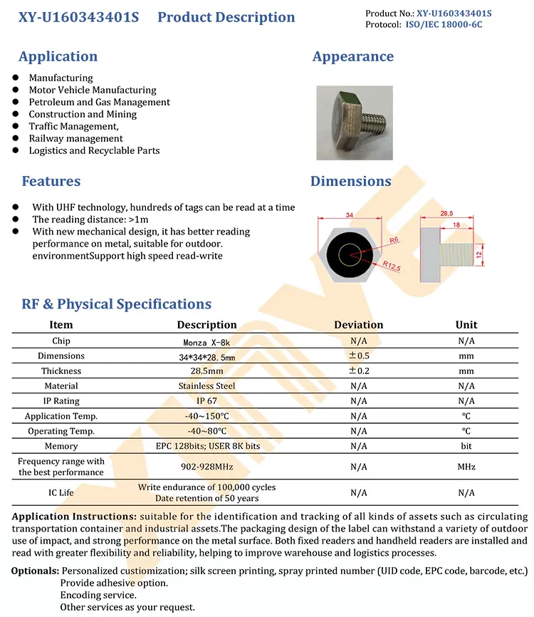 Embedded uhf assest tag passive rfid screw tags